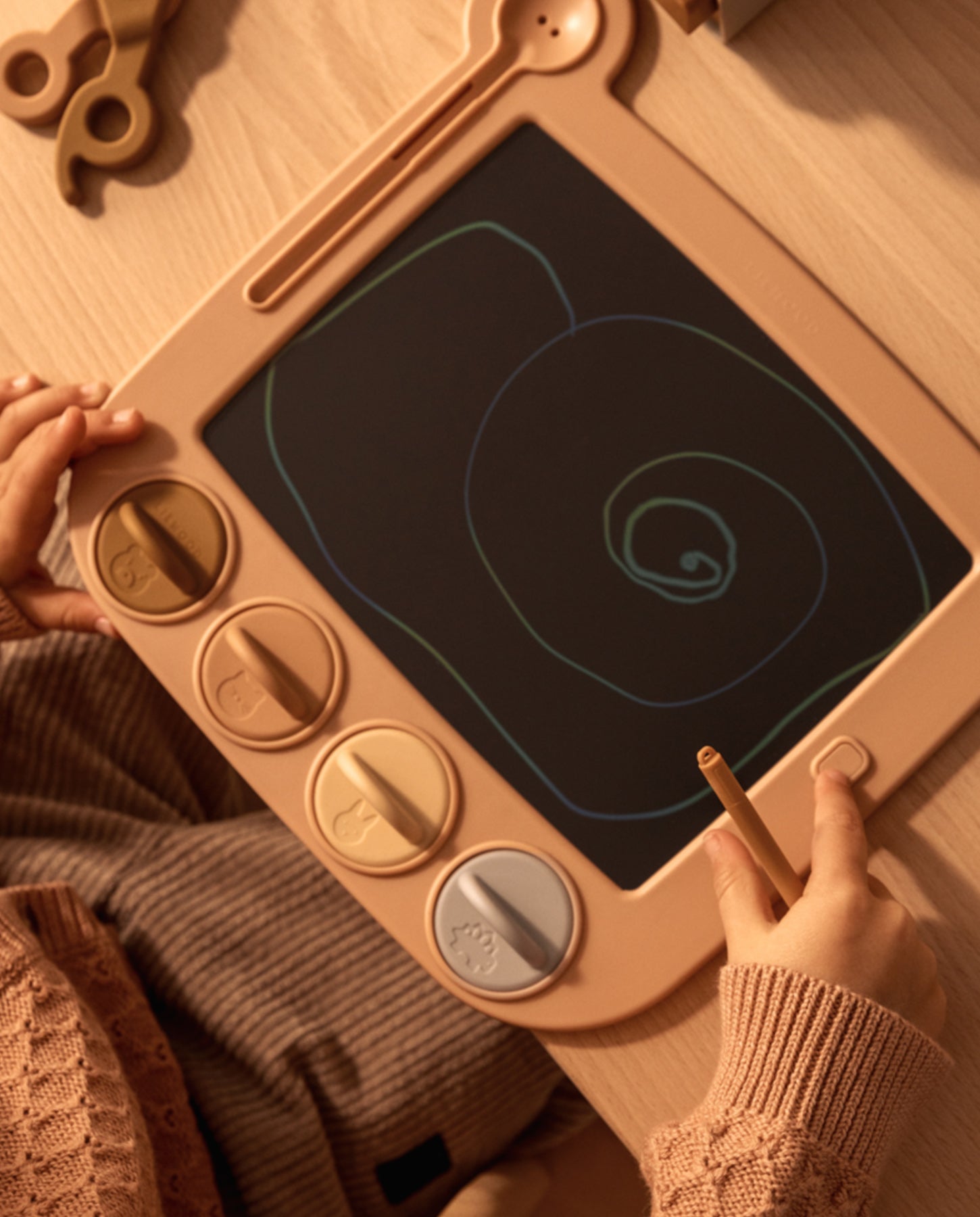 Tabla de desen LCD, Liewood, Venzora, cu stampile, Dove Blue multi mix