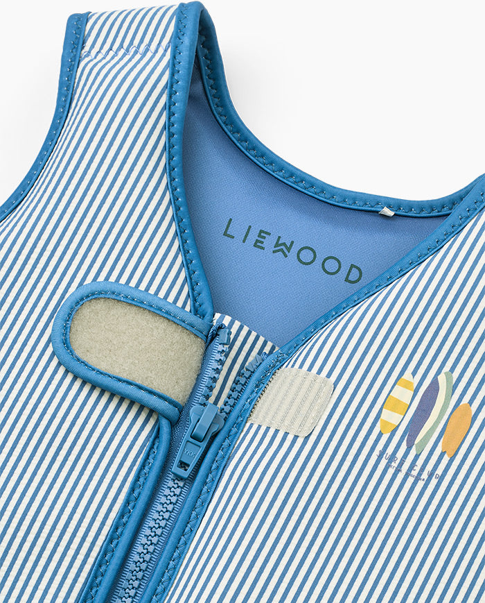 Vesta de inot copii, Liewood, Dove Seersucker, Riverside/Crème de la creme