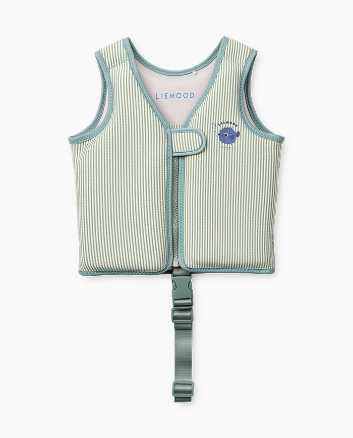 Vesta de inot copii, Liewood, Dove Seersucker, Peppermint/Sandy