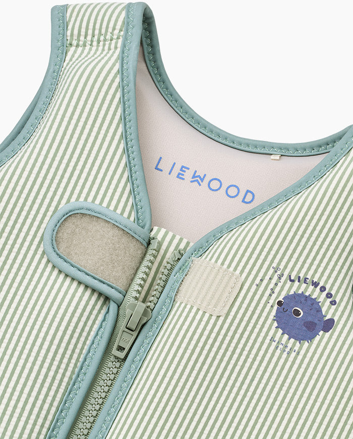 Vesta de inot copii, Liewood, Dove Seersucker, Peppermint/Sandy