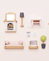 Mobilier pentru casuta, Le Toy Van, set camera de zi, 19 piese