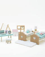 Mobilier casuta papusi, Le Toy Van, camera copiilor, 24 piese, din lemn
