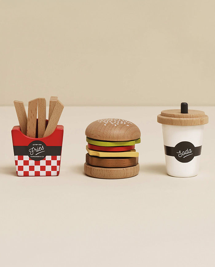 Set Hamburger, Le Toy Van, din lemn, 13 piese, 3 ani+
