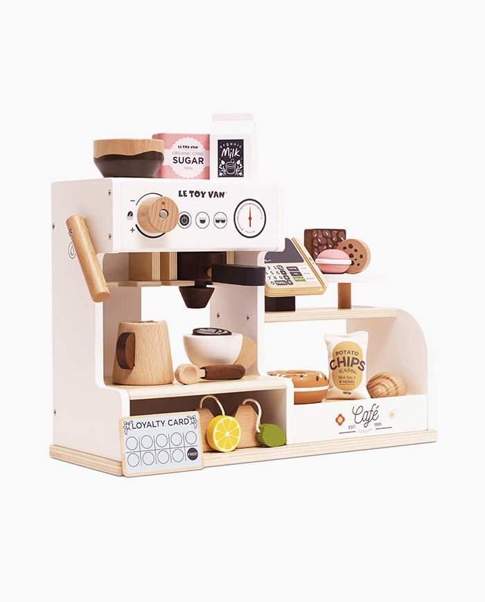 Cafenea Barista din Lemn, Le Toy Van, cu 17 accesorii, 3 ani+