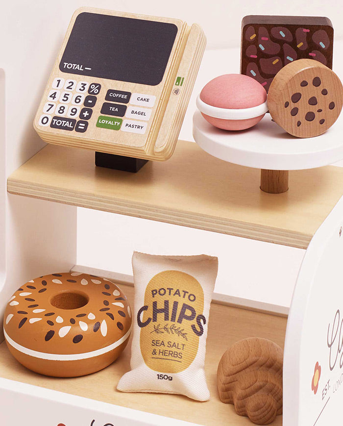 Cafenea Barista din Lemn, Le Toy Van, cu 17 accesorii, 3 ani+