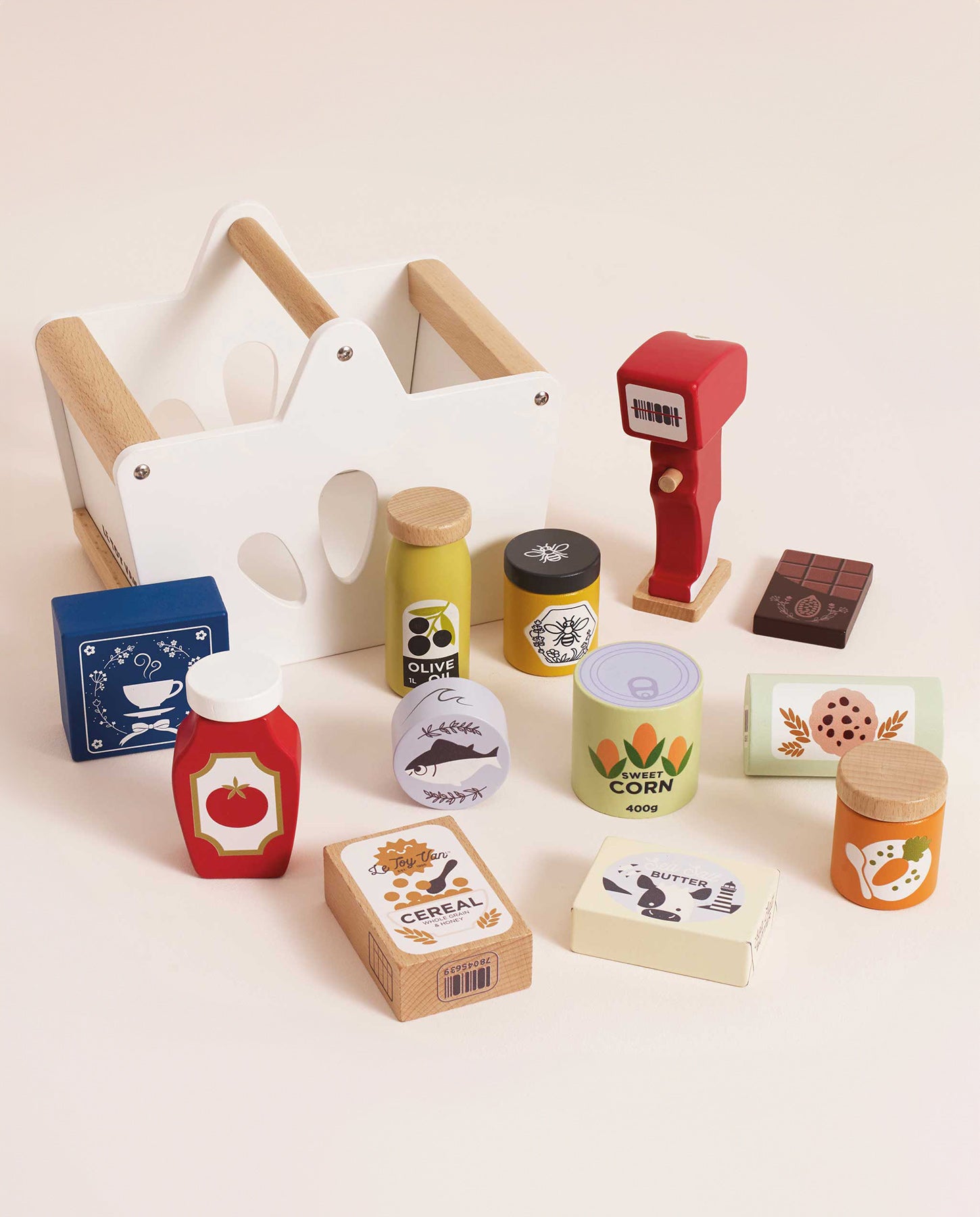 Set produse alimentare, Le Toy Van, cu scanner, din lemn, 3 ani+