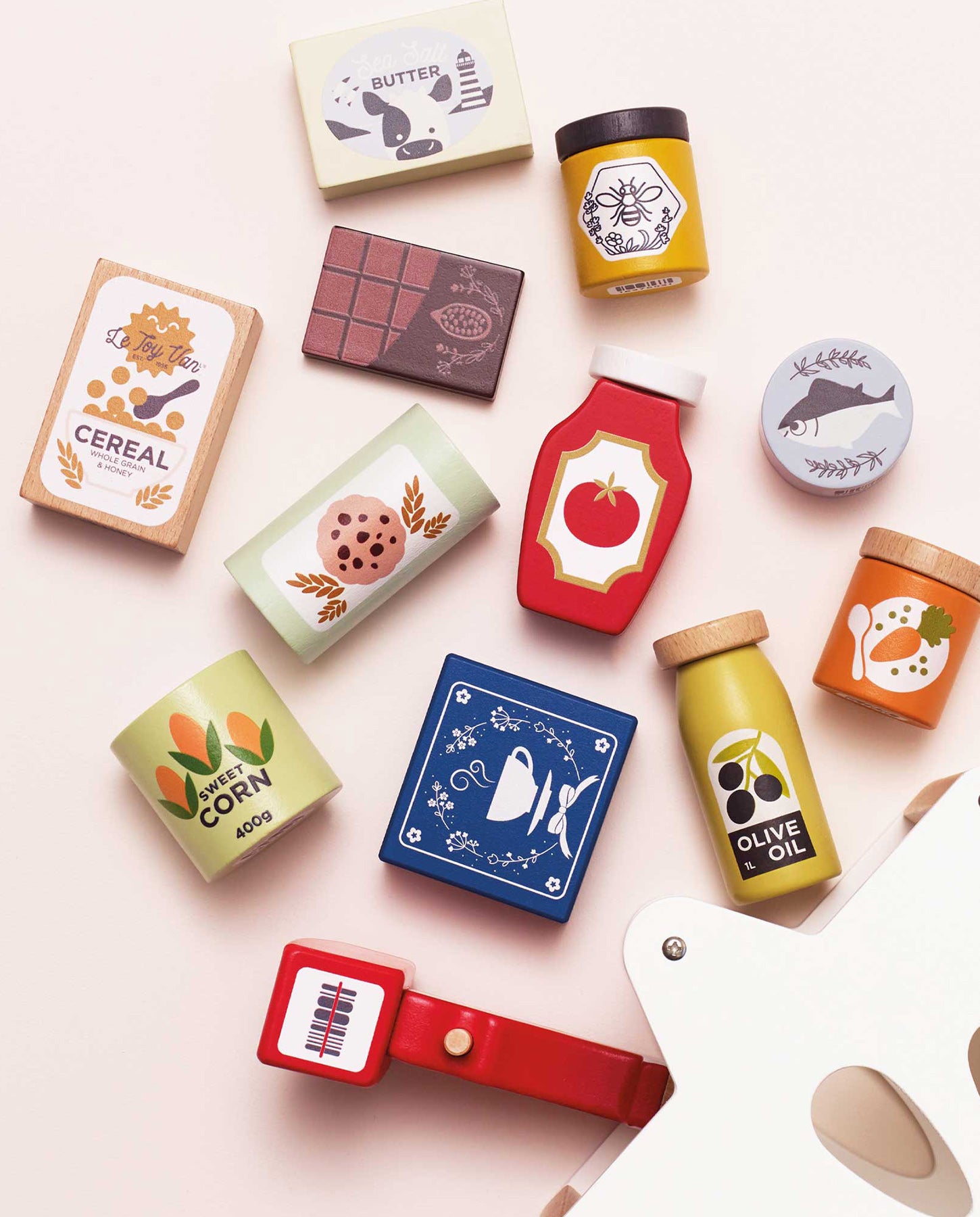 Set produse alimentare, Le Toy Van, cu scanner, din lemn, 3 ani+