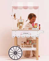 Magazin de inghetata, Le Toy Van, pe roti, din lemn, alb-roz