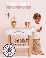 Magazin de inghetata, Le Toy Van, pe roti, din lemn, alb-roz