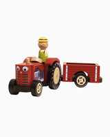 Tractor din lemn, Le Toy Van, rosu, 3 ani+