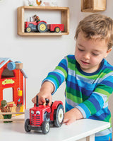 Tractor din lemn, Le Toy Van, rosu, 3 ani+ - Elcokids