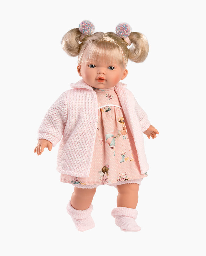 Imbracaminte Llorens, Papusi 33 cm, cu jacheta si rochita roz, 5 piese