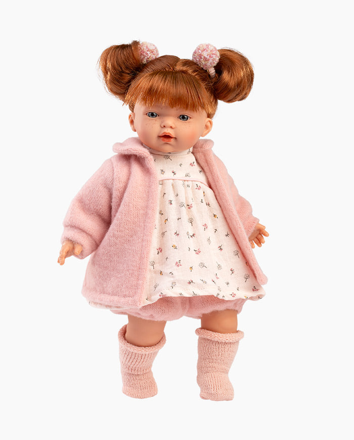 Imbracaminte Llorens, Papusi 33 cm, cu rochita crem, 5 piese
