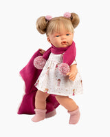 Imbracaminte Llorens, Papusi 38 cm, cu jacheta si fular fuchsia, 6 piese