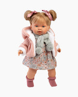 Imbracaminte Llorens, Papusi 42 cm, jacheta si rochita cu floricele, 5 piese