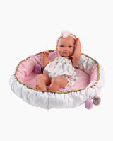Imbracaminte Llorens, Bebelusi 42 cm, cu bentita si patut roz, 5 piese, 3 ani+