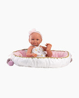 Imbracaminte Llorens, Bebelusi 42 cm, cu bentita si patut roz, 5 piese, 3 ani+