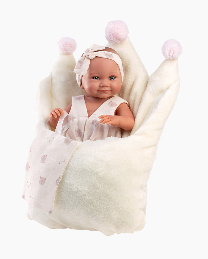 Imbracaminte Llorens, Bebelusi 40 cm, saculet de dormit coronita, 3 piese